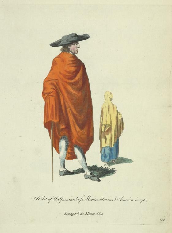 Habit of a Spaniard of Montevideo in South America in 1764. Espagnol de Montevideo.