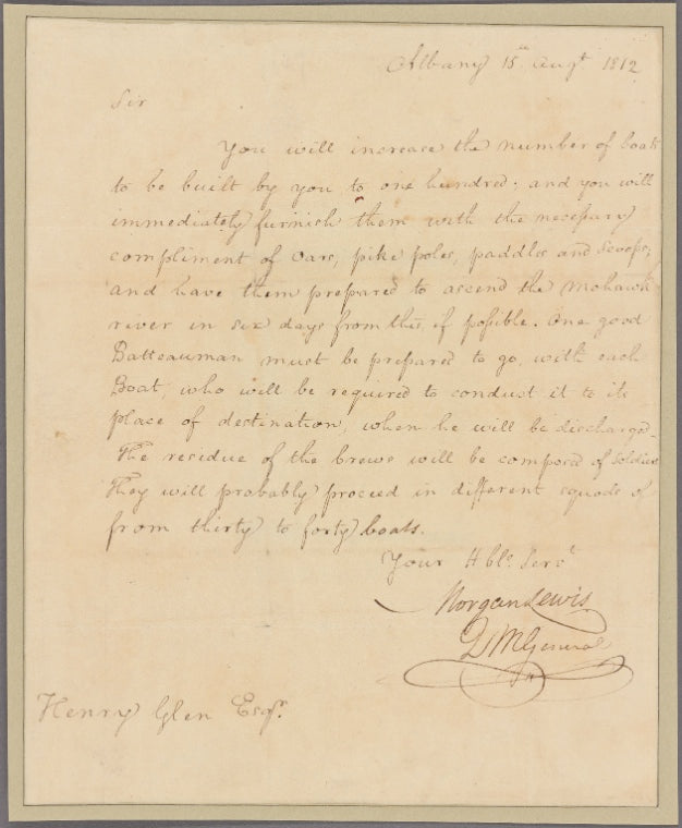 Letter to Henry Glen. Schenectady