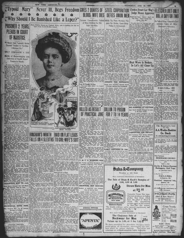 Typoid Mary" Never Ill, Begs Freedom - "Why Should I Be Banished Like a Leper?"