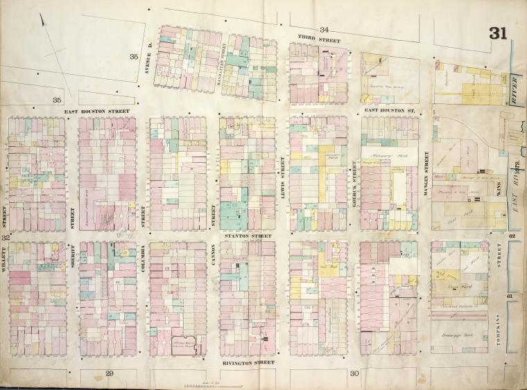 Map bounded by East Houston Street, Avenue D, Third Street, Tompkins Street, Rivington Street, Willett Street; Including Stanton Street, Sheriff Street, Columbia Street, Manhattan Street, Cannon Street, Lewis Street, Goerck Street, Mangin Street