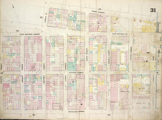 Map bounded by East Houston Street, Avenue D, Third Street, Tompkins Street, Rivington Street, Willett Street; Including Stanton Street, Sheriff Street, Columbia Street, Manhattan Street, Cannon Street, Lewis Street, Goerck Street, Mangin Street