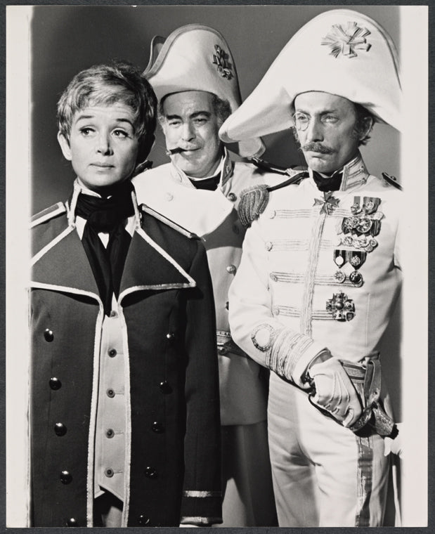 Barbara Barrie, Stephen Elliott and Tom Aldredge in the 1969 New York Shakespeare production of Twelfth Night