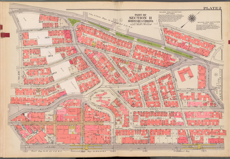 Double Page Plate No. 2, Part of Section 11, Borough of the Bronx: [Bounded by University Avenue, W. 176th Street, Andrews Avenue South, W. Tremont Avenue, Grand Avenue, W. 176th Street, Jerome Avenue and W. 172th Street]