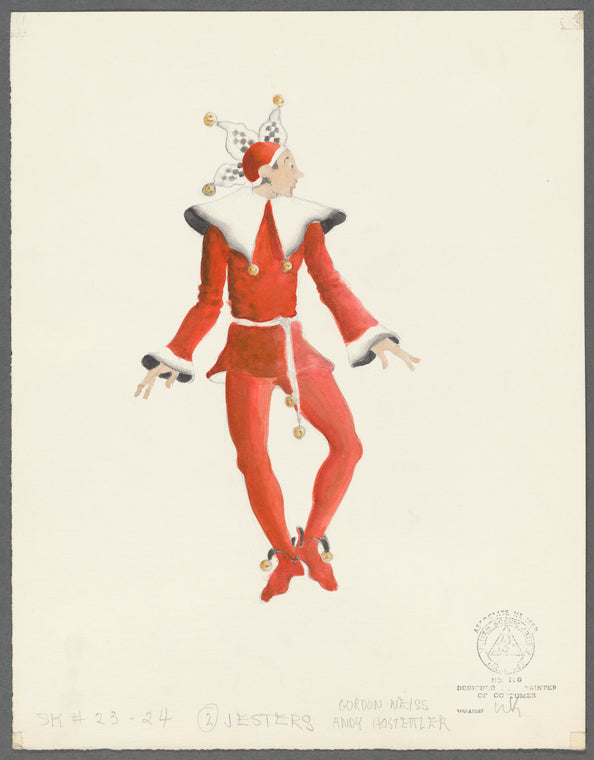 Goodtime Charley: Costume sketch for Jesters (Gordon Weiss, Andy Hostettler)