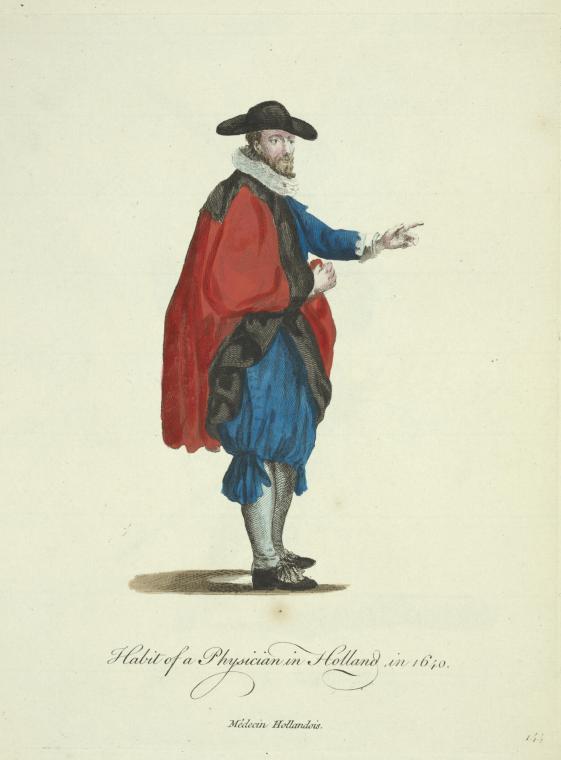 Habit of a physician in Holland in 1640. Médecin Hollandois.