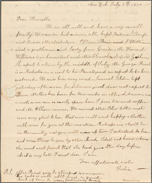 Barnes, Henrietta, 1833 - 1834