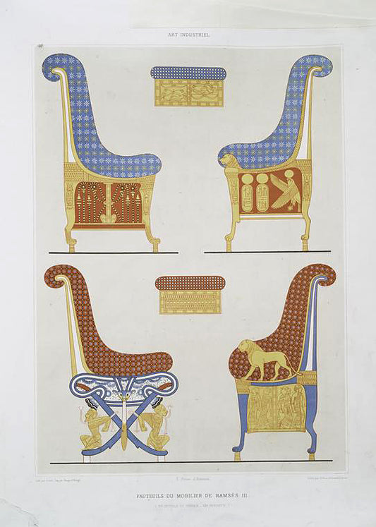 Art industriel : fauteuils de mobilier de Ramsès III (nécropole de Thèbes -- XXe. Dynastie)