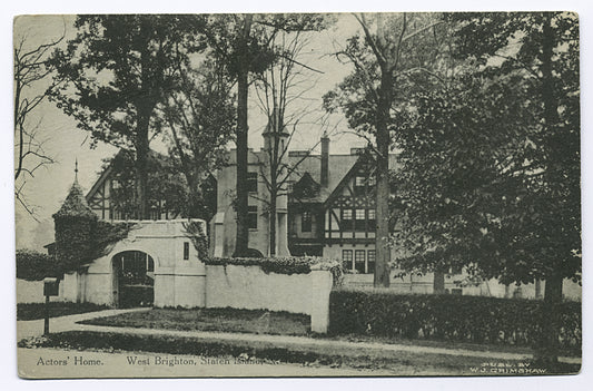 Actors' (sic) Home. West Brighton, Staten Island, N.Y. [entrance gate and building]