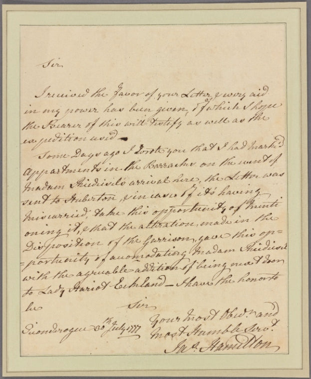 Letter to Gen. Riedesel