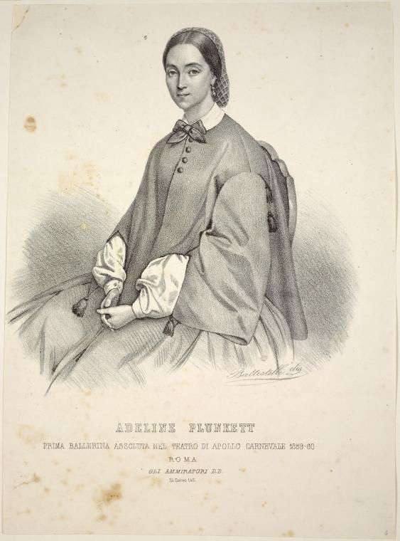 Adeline Plunkett, prima ballerina assoluta nel Teatro di Apollo, carnevale 1859-60, Roma, gli ammiratori D. D.