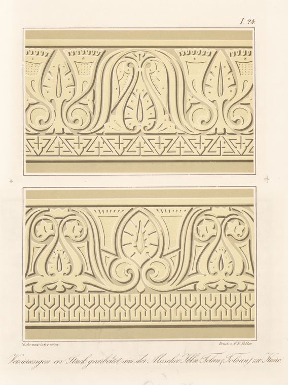 Verzierungen in Stuck gearbeitet aus der Moschee Ibbn Tolun (Toloun) zu Kairo