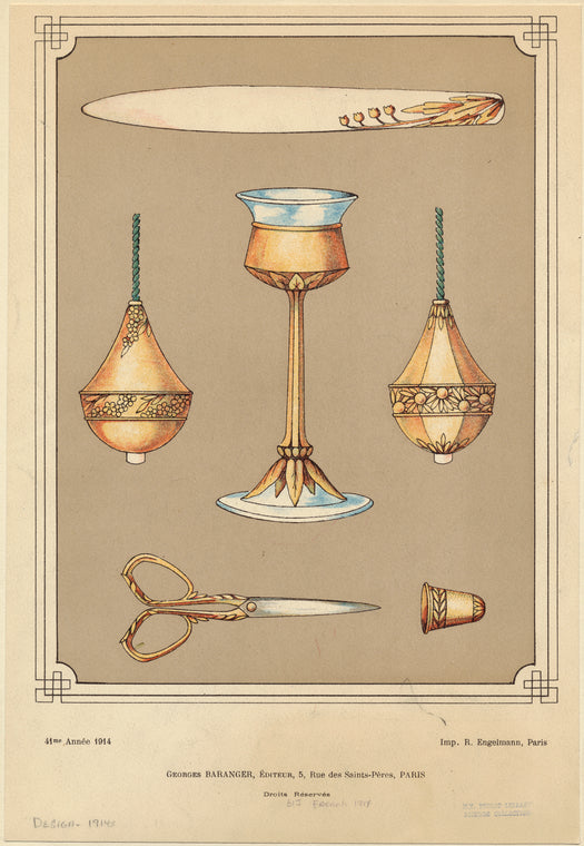 Letter opener, scissors, thimble and other ornamental objects
