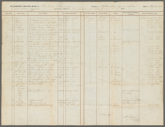 Punishment record books of Friendship Plantation
