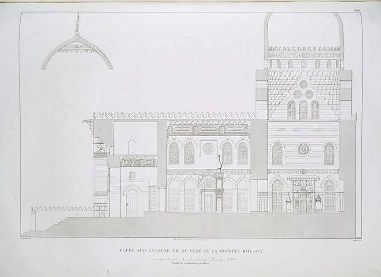 Coupe sur la ligne A,B, du plan de la Mosquée Kaid-Bey [refers to pl. XXXII]