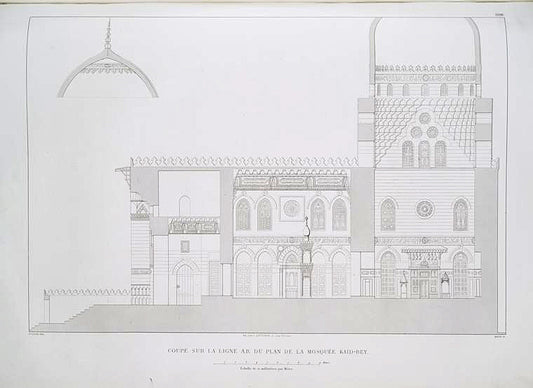 Coupe sur la ligne A,B, du plan de la Mosquée Kaid-Bey [refers to pl. XXXII]