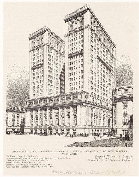 Biltmore Hotel, Vanderbilt Avenue, Madison Avenue, 43d to 44th Streets, New York