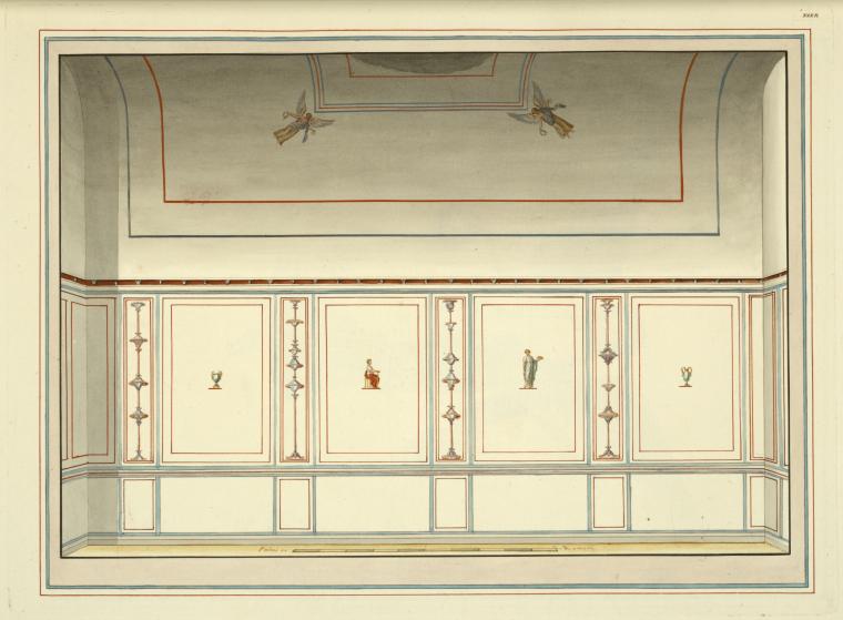 Interior with painted moldings and designs