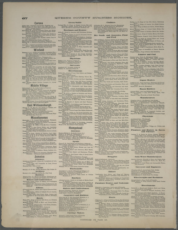 Queens County Business Notices. [Corona - Hempstead.]