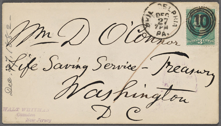 O'Connor, William D., ALS to. Dec. 27, 1882.