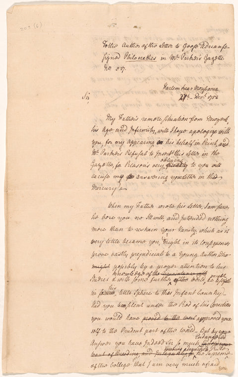 To the author of the letter to Goose Adrianse signed Philomathes in Mr. Parker's Gazette, No. 517
