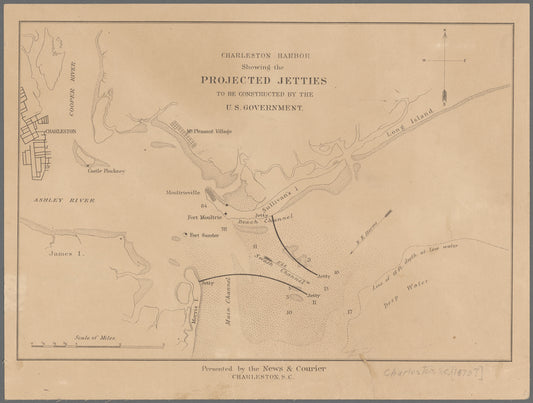 Charleston harbor : showing the projected jetties to be constructed by the U.S. Government