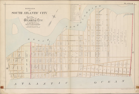 Atlantic City, Double Page Plate No. 18 [Map bounded by Beach Thoroughfare, Fredericksburg Ave., Atlantic Ocean, 30th Ave.]