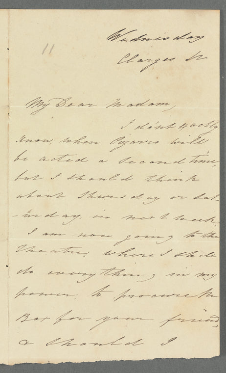 Eliza O'Neill to "My dear Madam," autograph letter signed