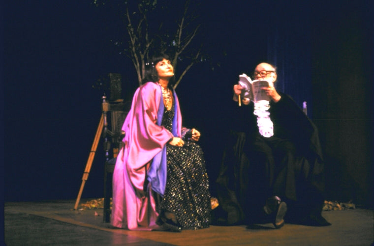 Actors Joyce Mansour and Eugene Ionesco in a scene from the Off-Broadway play "Freshwater." (New York)