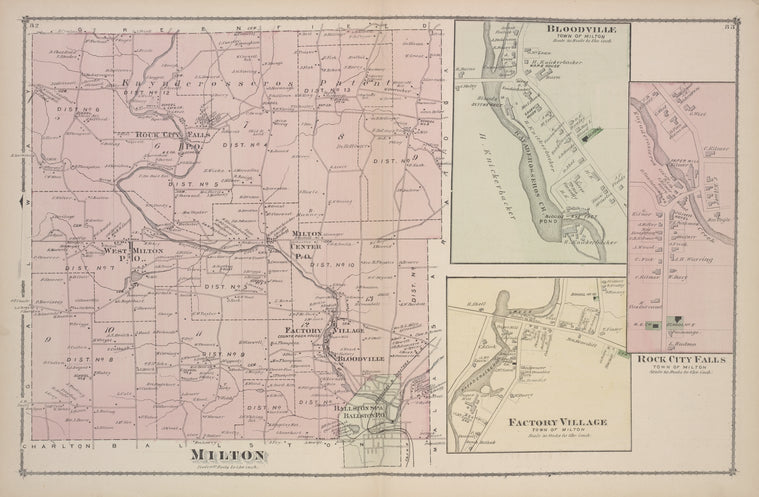 Milton [Township]; Bloodville [Village]; Factory Village [Village]; Rock City Falls [Village]