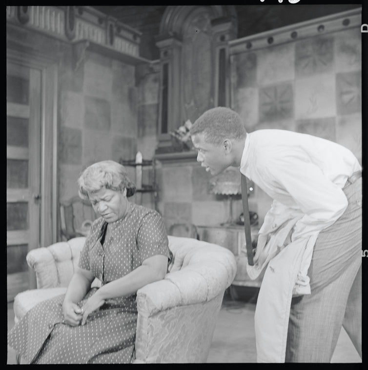 Claudia McNeil and Sidney Poitier in the stage production A Raisin in the Sun