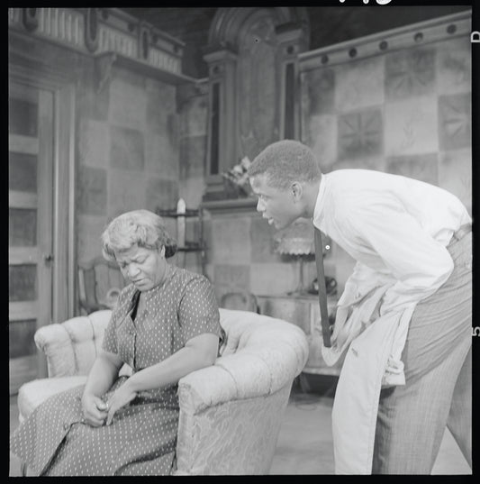 Claudia McNeil and Sidney Poitier in the stage production A Raisin in the Sun