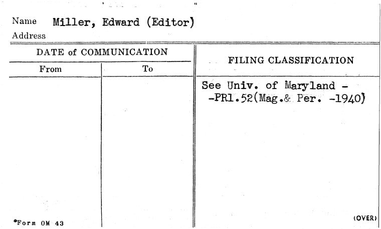 Miller, Edward (Editor)