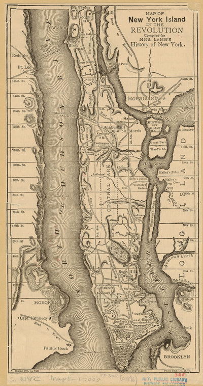 Map of New York Island in the Revolution