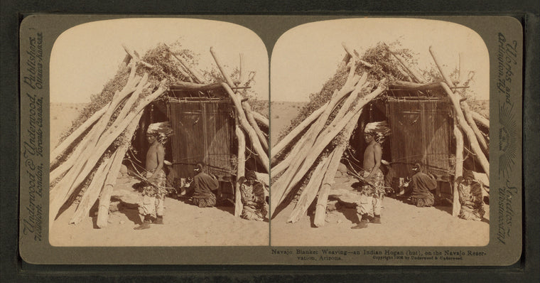 Najavo blanket weaving -- an Indian hogan (hut) on the Navajo reservation, Arizona