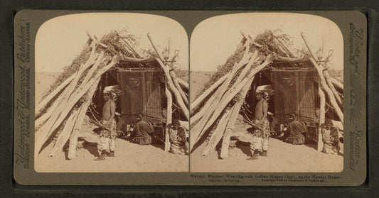 Najavo blanket weaving -- an Indian hogan (hut) on the Navajo reservation, Arizona