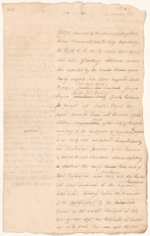 Charter to the Lutheran Church of the City of New York according to the Confession of Augsburg