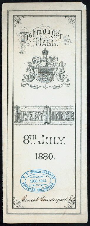 LIVERY DINNER [held by] FISHMONGER'S HALL [at] LONDON?