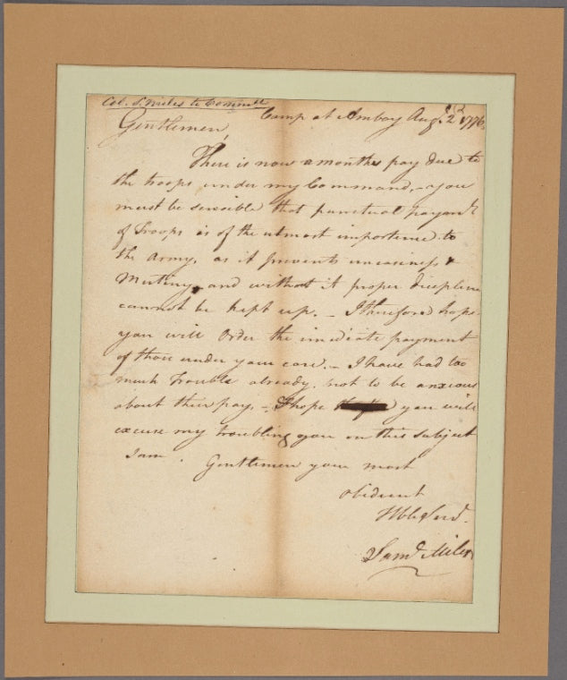 Letter to the Committee of Safety of Pennsylvania