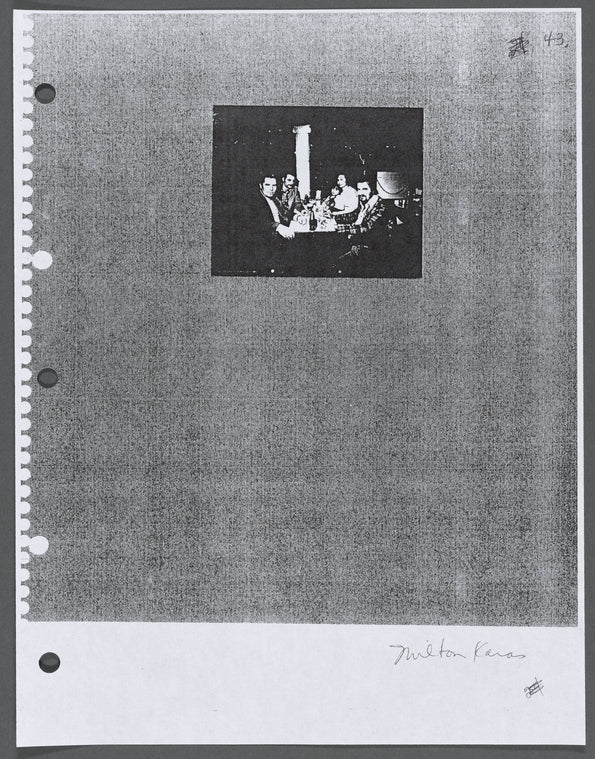 Photocopy of photograph: Group portrait with Milton Karas (far left?), Owner, Plaza de Athena II
