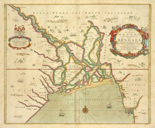A mapp of the greate river GANGES as ir emptieth it selfe into the bay of BENGALA