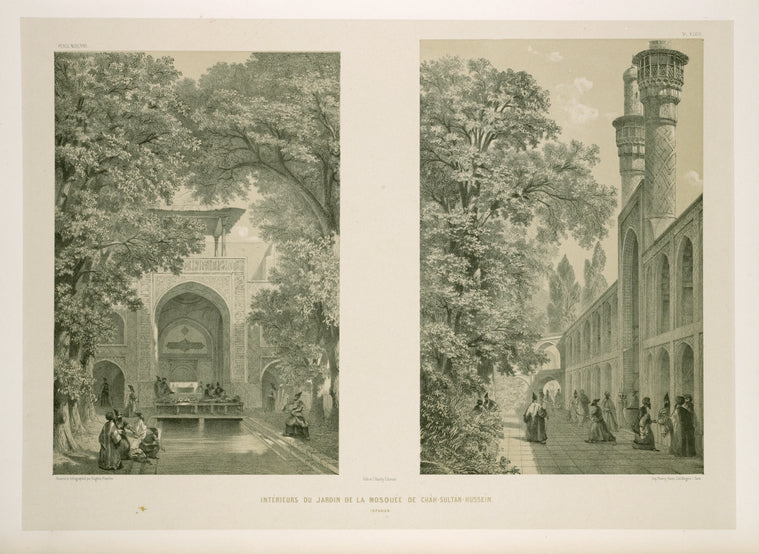Intérieurs du jardin de la Mosquée de Châh-Sultân-Hussein, Ispahan.