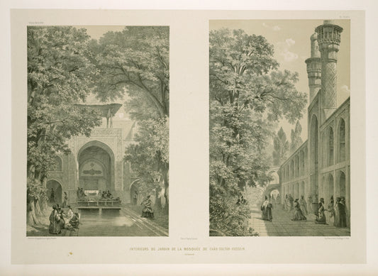Intérieurs du jardin de la Mosquée de Châh-Sultân-Hussein, Ispahan.