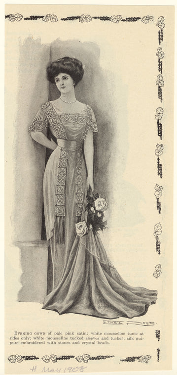Evening gown of pale satin