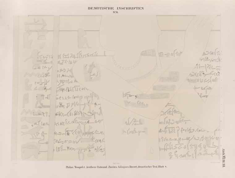 Demotische Inschriften No. 6.  Philae. Tempel J. Aeussere Ostwand. Zweites bilingues Decret, demotischer Text. Blatt 4.