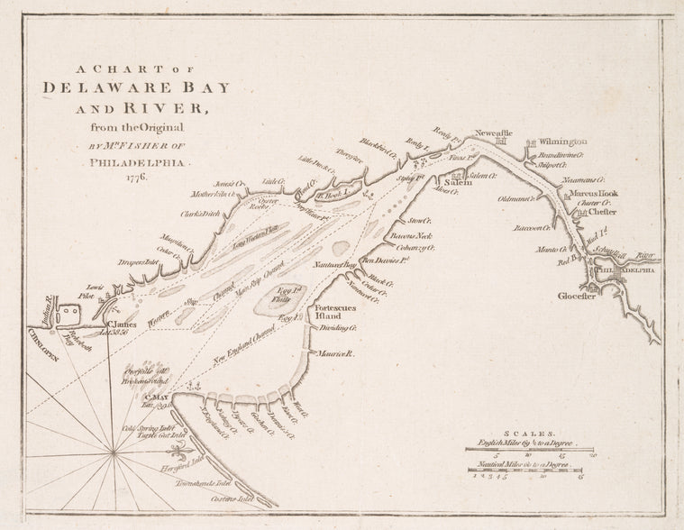 A chart of Delaware Bay and River : containing a full and exact description of the shores, creeks, harbours, soundings, shoals, sands, and bearings of the most considerable land marks &c. &c.