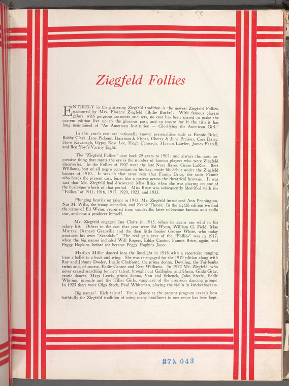 Ziegfeld Follies souvenir program