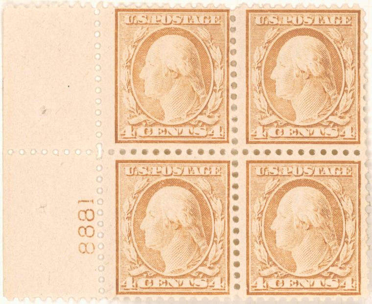 4c brown Washington block of four