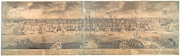 A south prospect of ye flourishing city of New York in the province of New York in America.