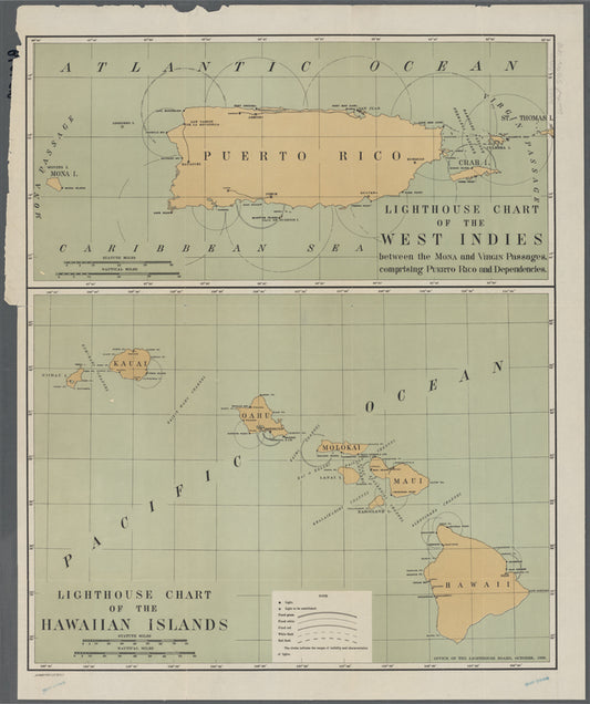 Lighthouse chart of the West Indies between the Mona and Virgin Passages comprising Puerto Rico and dependencies: Lighthouse chart of the Hawaiian islands