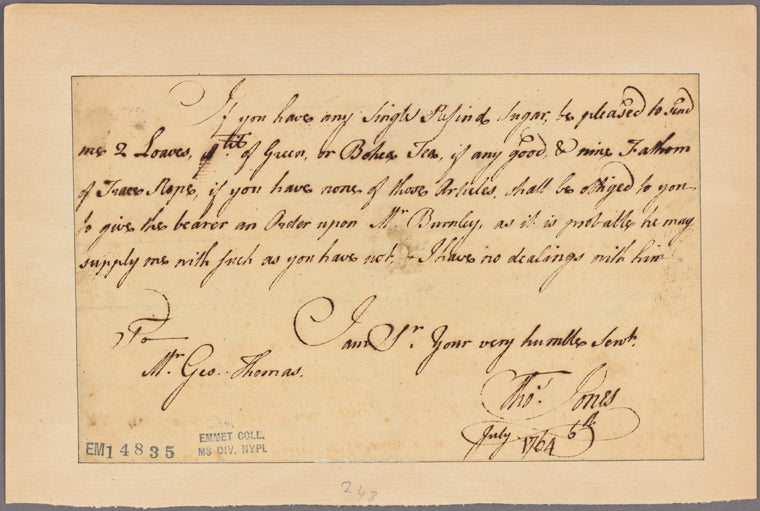 Letter to George Thomas